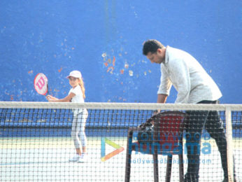 Mahesh Bhupathi snapped with his daughter at a tennis court in Bandra