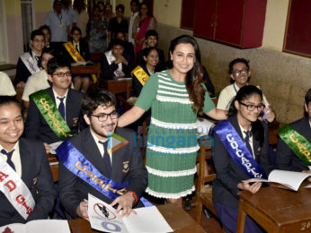 Rani Mukerji launches the song ‘Oye Hichki’ from Hichki at her alma mater Maneckji Cooper in Mumbai