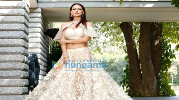 Sana Khan snapped doing a shoot for designer Reynu Tandon