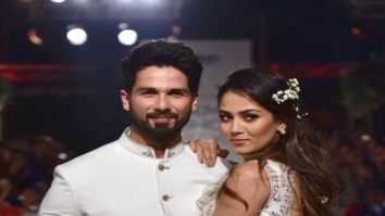 Shahid Kapoor and Mira Rajput walk the ramp for Anita Dongre’s show at the Lakme Fashion Week 2018