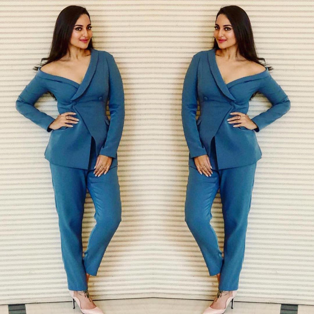 Sonakshi Sinha in a Lavish Alice pantsuit for Welcome to New York Promotions