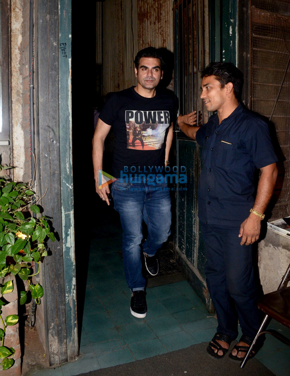 Arbaaz Khan snapped with his son post dinner at Pali Cafe in Bandra