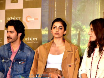 Banita Sandhu, Varun Dhawan and Shoojit Sircar grace the trailer launch of 'October'