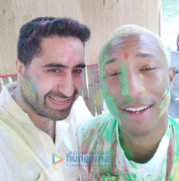 Pharrell Williams snapped with Ranveer Singh and DJ Khushi Soni