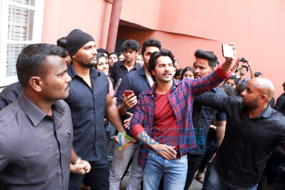 varun dhawan and banita sandhu snapped promoting their film october at sophia college2