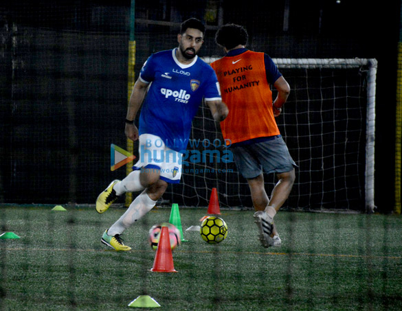 abhishek bachchan spotted playing football in juhu near pvr 2