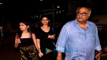 Boney Kapoor, Khushi Kapoor and Ishaan Khatter snapped post a movie screening
