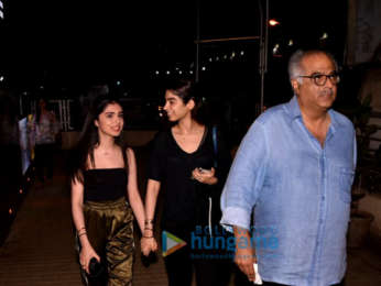 Boney Kapoor, Khushi Kapoor and Ishaan Khatter snapped post a movie screening