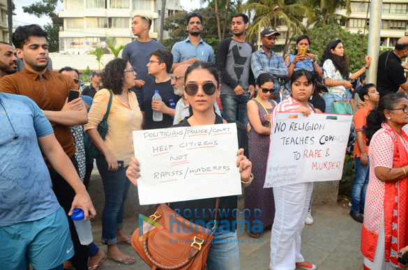 Celebs attend the Justice for Asifa protest