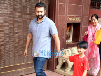 Raj Kundra and Shilpa Shetty with her family spotted at son Vivaan's school in Juhu