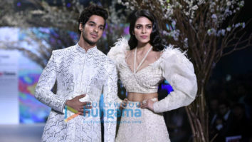 Ishaan Khatter and Malavika Mohanan walk the ramp for Falguni Shane Peacock