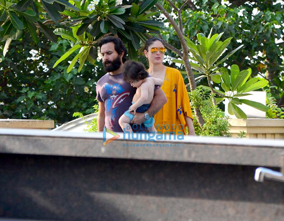 Kareena Kapoor Khan, Saif Ali Khan and Taimur snapped by the pool side at Amrita Arora’s residence