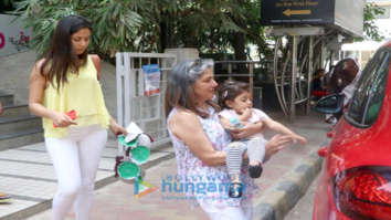 Mira Rajput snapped with Misha and her grandmother at a play school in Bandra