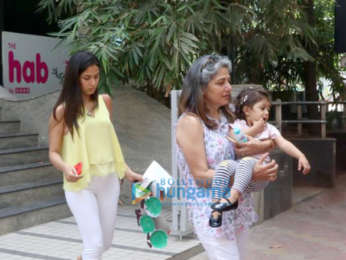 Mira Rajput snapped with Misha and her grandmother at a play school in Bandra