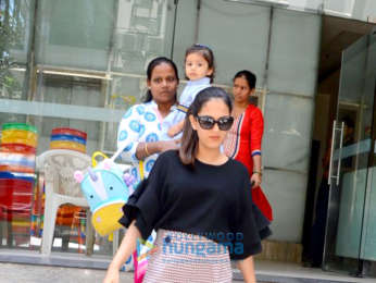 Mira Rajput spotted with daughter Misha Kapoor at a playschool in Bandra