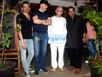 Raazi music directors Shankar Ehsaan Loy with Gulzar in Bandra