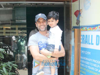 Tusshar Kapoor snapped with his son at play school