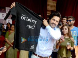 Varun Dhawan snapped promoting October at a college in Delhi