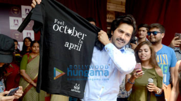 Varun Dhawan snapped promoting October at a college in Delhi