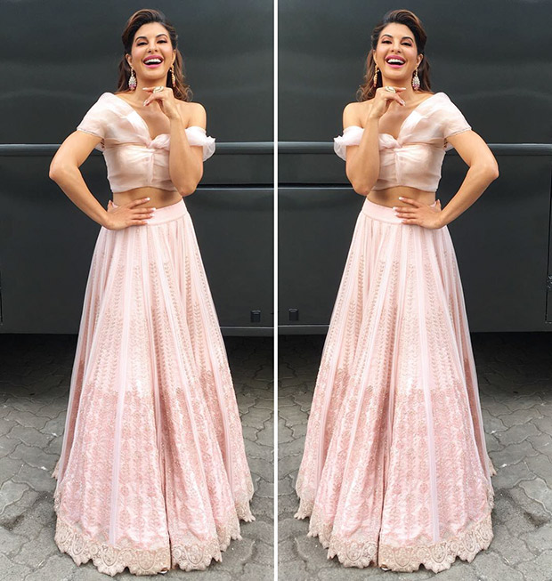 Jacqueline Fernandez in Jade by Monica and Karishma for Race 3 promotions