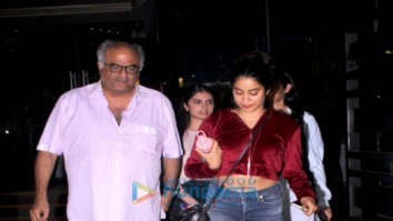 Jahnvi Kapoor and Khushi Kapoor spotted with Boney Kapoor at Yuatcha , Mumbai