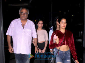 Jahnvi Kapoor and Khushi Kapoor spotted with Boney Kapoor at Yuatcha , Mumbai