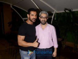 John Abraham and Abhishek Sharma snapped doing media interviews to promote Parmanu – The Story of Pokhran