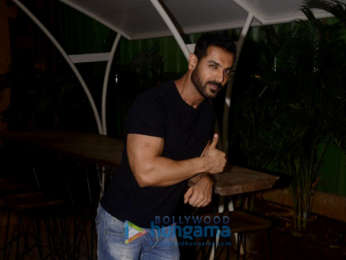 John Abraham and Abhishek Sharma snapped doing media interviews to promote Parmanu - The Story of pokhran