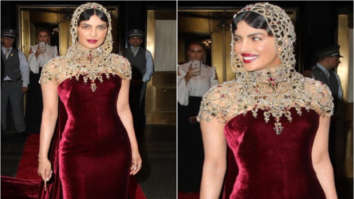 On Fleek in red velvet, gold veil and bright lips- The fabulous Priyanka Chopra poses and astounds at Met Gala 2018!