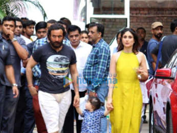 Saif Ali Khan and Kareena Kapoor Khan snapped with their son Taimur at Mehboob Studios in Bandra