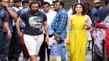 Saif Ali Khan and Kareena Kapoor Khan snapped with their son Taimur at Mehboob Studio in Bandra