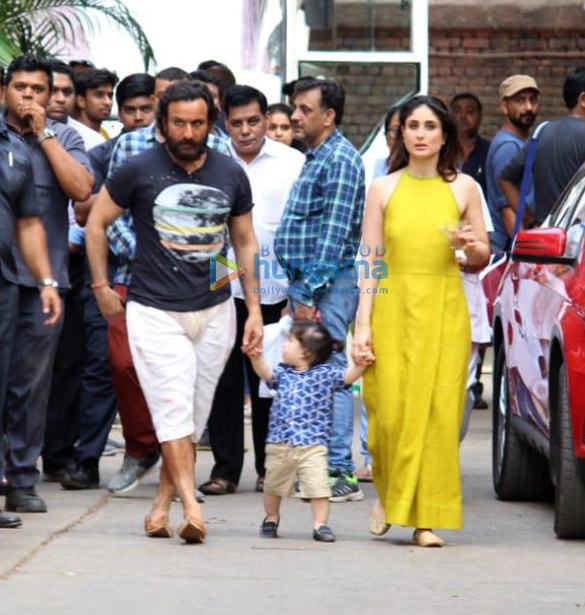 Saif Ali Khan and Kareena Kapoor Khan snapped with their son Taimur at Mehboob Studio in Bandra