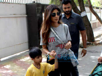 Shilpa Shetty spotted with her son at his school in Juhu