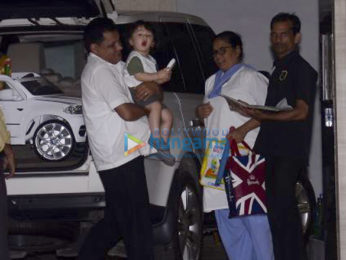 Taimur Ali Khan and Inaaya Naumi Kemmu spotted at their grandmother's house in Bandra
