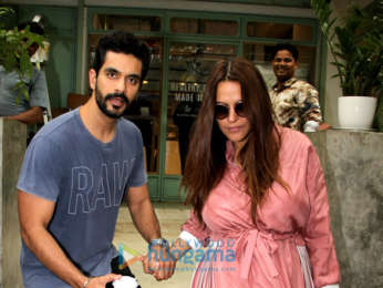 Neha Dhupia and husband Angad Bedi snapped at Kitchen Garden in Bandra
