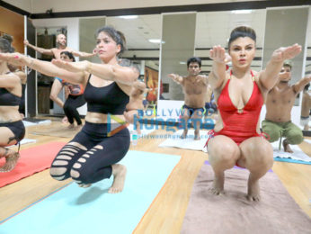 Rakhi Sawant and Arshi Khan snapped practicing yoga on International Yoga Day