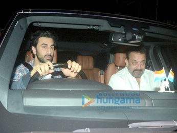 Ranbir Kapoor, Sanjay Dutt and Alia Bhatt spotted at Rishi Kapoor's home