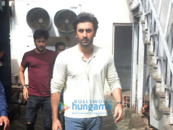 Ranbir Kapoor, Vidhu Vinod Chopra and Rajkumar Hirani promote Sanju at Mehboob Studios in Bandra