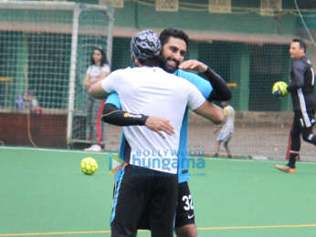 Ranbir Kapoor and Abhishek Bachchan snapped at a football match