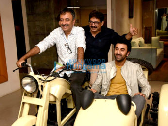 Ranbir Kapoor and Rajkumar Hirani snapped promoting their film Sanju
