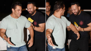 Salman Khan pokes fun at his bodyguard Shera while leaving for Dabangg Tour Reloaded at the airport