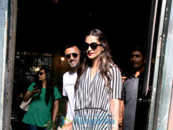 Sonam Kapoor and Anand Ahuja spotted at Pali Village Cafe in Bandra