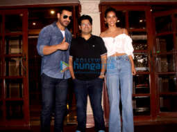 John Abraham, Aisha Sharma and Milap Zaveri snapped at the Radio City office in Bandra