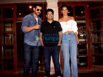 John Abraham, Aisha Sharma and Milap Zaveri snapped at the Radio City office in Bandra