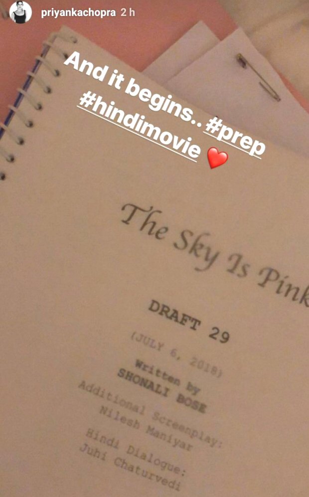 Priyanka Chopra begins prep for her next Hindi film with Shonali Bose titled The Sky Is Pink