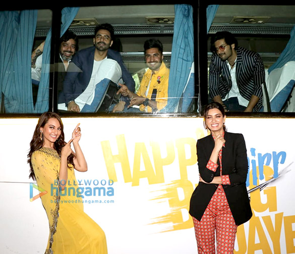 sonakshi sinha diana penty and ali fazal grace the trailer launch of happy phirr bhag jayegi 1 2