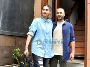 Sonam Kapoor Ahuja and Anand Ahuja snapped at their new store in Bandra
