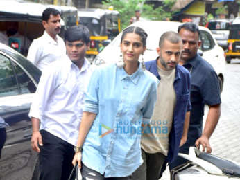 Sonam Kapoor Ahuja and Anand Ahuja snapped at their new store in Bandra