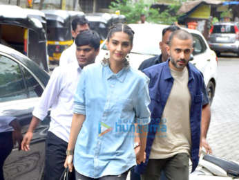 Sonam Kapoor Ahuja and Anand Ahuja snapped at their new store in Bandra