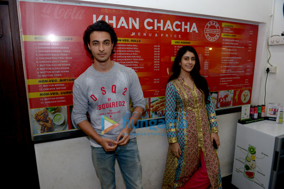 aayush sharma and warina hussain snapped at loveratri promotions at khan chacha kabab khan market in new delhi 1
